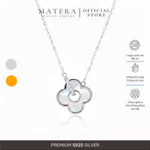 Dây chuyền bạc nữ 𝐋𝐮𝐜𝐤𝐲 𝐑𝐢𝐧𝐠 𝐅𝐥𝐨𝐫𝐚 MATERA S925 hoa bạc may mắn khảm xà cừ cao cấp MDC56