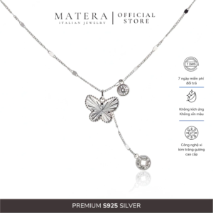Dây chuyền bạc 𝐓𝐡𝐞 𝐆𝐥𝐢𝐦𝐦𝐞𝐫 𝐖𝐢𝐧𝐠𝐬 MATERA S925 chính hãng đôi cánh bạc lấp lánh sợi đính đá MDC76