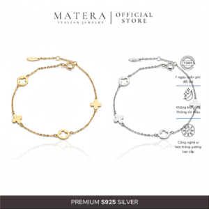 [New Arrivals ] Lắc tay bạc nữ 𝐓𝐡𝐞 𝐂𝐥𝐨𝐯𝐞𝐫 MATERA S925 chính hãng chuỗi cỏ 4 lá may mắn MLT52