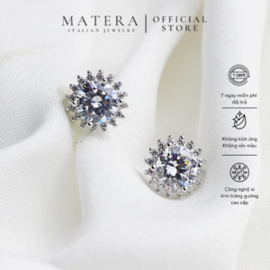 Bông tai hoa Hướng dương 𝐒𝐮𝐧𝐬𝐡𝐢𝐧𝐞 𝐒𝐩𝐚𝐫𝐤𝐥𝐞 MATERA đính đá Peridot khuyên tai bạc S925 cao cấp MBT24
