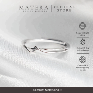 Nhẫn bạc nữ 𝐖𝐚𝐯𝐲 𝐑𝐢𝐧𝐠 MATERA S999 basic sóng vô cực sang trọng tinh tế MNH29