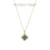Dây Chuyền Bạc S925 Phủ Vàng Mặt Cỏ Bốn Lá Xoay Đính Đá Xanh Lục Bảo MATERA Emerald Clover MW40
