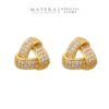 Bông Tai Bạc S925 Phủ Vàng Dáng Nụ Tam Giác Vô Cực Nạm Đá Cao Cấp MATERA Infinity Triangle MW34