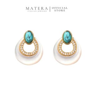 Bông Tai Bạc S925 Phủ Bạch Kim Dáng Nụ Đính Đá Trắng Đa Diện MATERA Crystal Glow MW45