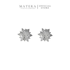 Bông Tai Nữ Bạc S925 Mạ Bạch Kim Đính Đá Zircon Bông Hoa MATERA Zircon Bloom MW63