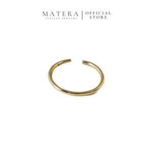 Nhẫn Nữ Bạc S925 Phủ Vàng 14K Đai Trơn Mảnh Hở Đuôi MATERA Golden Loop MW77