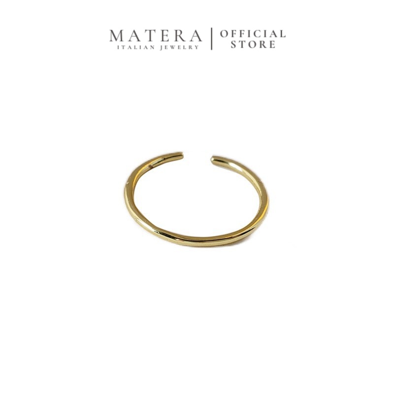 Nhẫn Nữ Bạc S925 Phủ Vàng 14K Đai Trơn Mảnh Hở Đuôi MATERA Golden Loop MW77