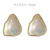 Bông Tai Nữ Bạc S925 Phủ Vàng 14K Dáng Nụ Đính Đá Tinh Thể Thô Hình Học MATERA Raw Crystal MW83