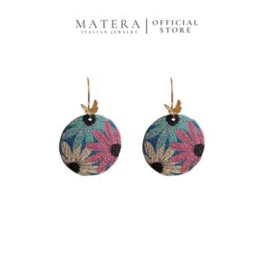 Bông Tai Nữ Xi Vàng Dáng Thả Họa Tiết Hoa & Bướm Cổ Điển MATERA Flora Butterfly MW68