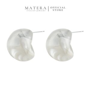 Bông Tai Nữ Bạc S925 Dạng Nụ Resin Tròn Vân Mây Cực Cá Tính MATERA Resin Swirl MW70