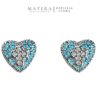 Bông Tai Nữ Bạc S925 Mạ Bạch Kim Dáng Nụ Trái Tim Đá Xanh Ngọc Turquoise Đính Thánh Giá MATERA Turquoise Heart MW82