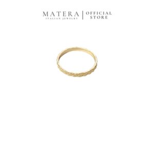 Nhẫn Nữ Bạc S925 Phủ Vàng 14K Dập Vân Kim Cương Bắt Sáng MATERA Golden Facet MW75