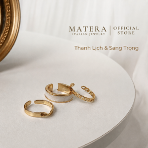 Combo Set 3 Nhẫn Nữ Phủ Vàng 14K Freesize MATERA Golden Trio MW67