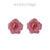 Bông Tai Nữ Bạc S925 Phủ Vàng 14K Dáng Nụ Hình Hoa Trà Đính Đá Zircon Đỏ Ruby MATERA Red Camellia MW92
